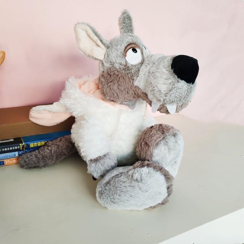 Adorable Plush Wolf Toy Soft Stuffed Animal With Lambskin Disguise Birthday Gift