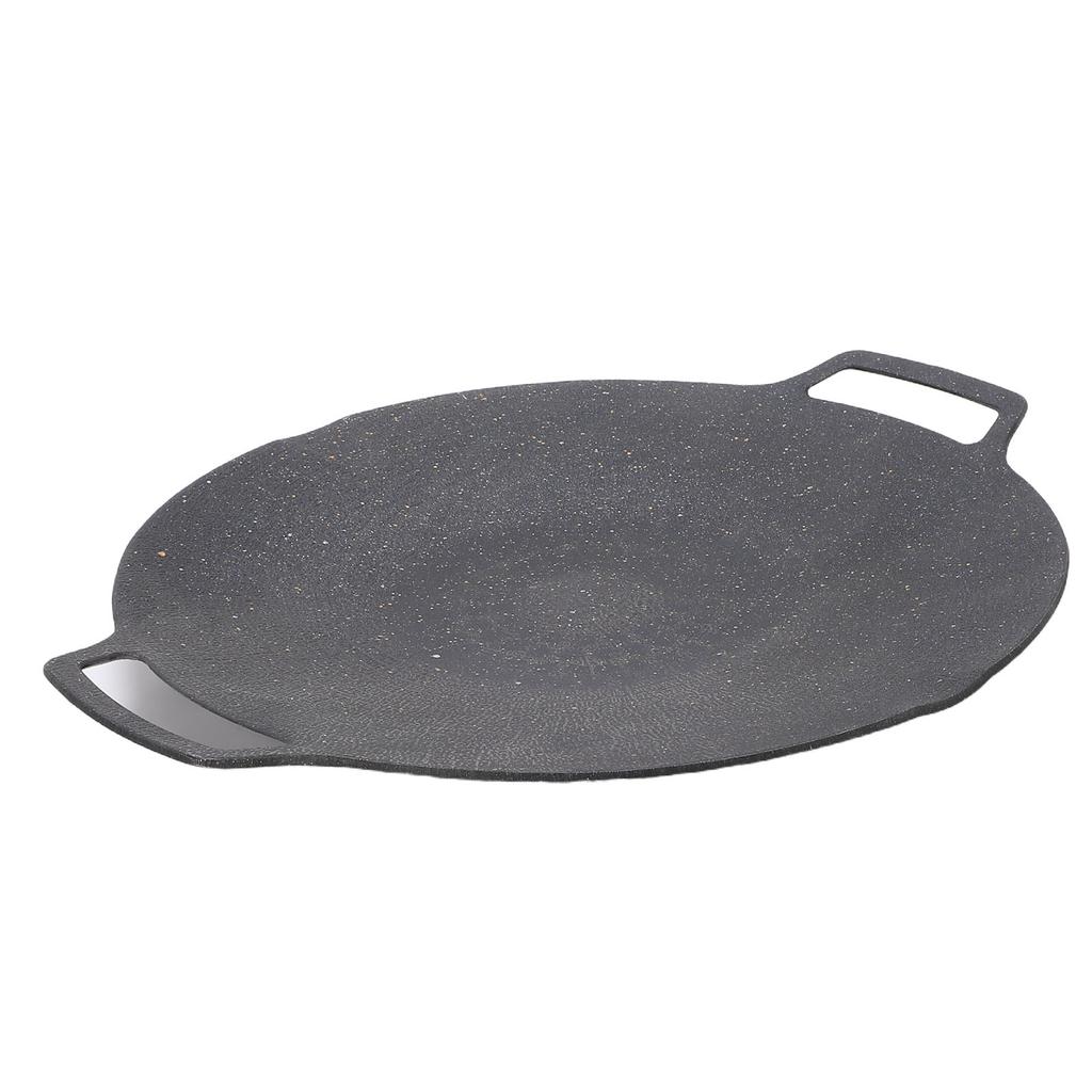 Round BBQ Grill Pan Anti Stick Coating Induction Cooker Griddle Plate for Outdoor Camping Picnic Party