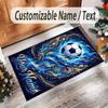 Soccer Theme Crystal Velvet Floor Rug Personalized Custom Name Text Warm Carpet Home Decoration