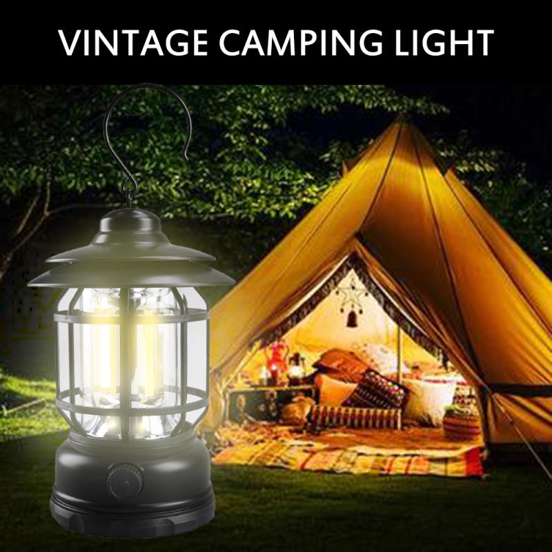 Outdoor Cob Camping Light Multifunctional Retro Portable Led Hanging Emergency Lamp Tent Light