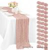 Bali Bohemian Crinkled Gauze Table Runner – Semi-transparent Twist, Festival Wedding Style.