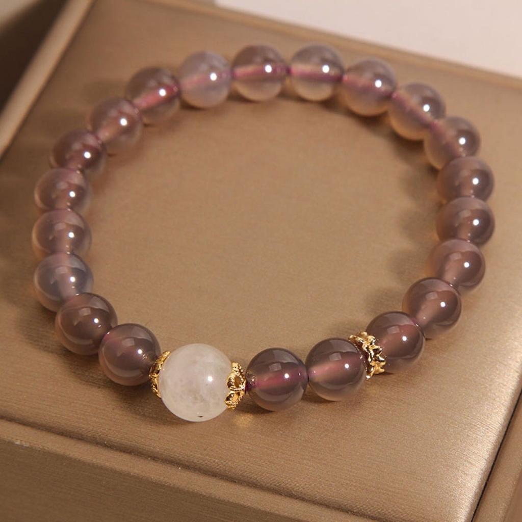 Women Grey Agate Bracelet, Sweet Style Travel Gift