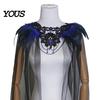 Feather Cape for Halloween Gothic Cloak Men Women, Tulle with Women's Party Wrap Shawl Shrug Shoulder Witch Cosplay Costume, Stage Performance Collar