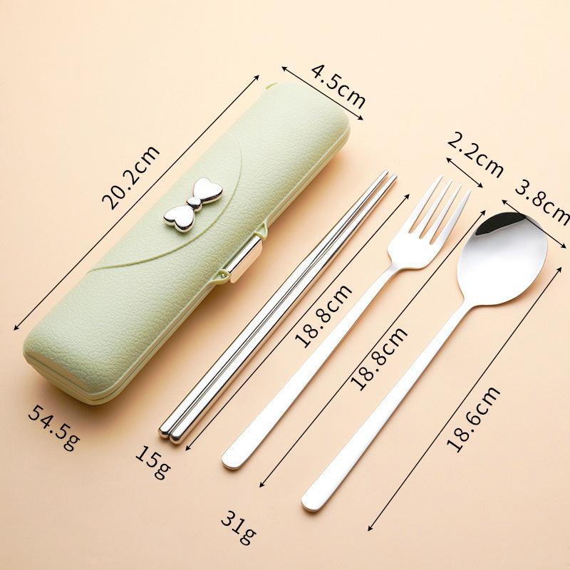 

3pcs Stainless Steel Portable Cutlery Spoon Fork and Chopsticks Storage Box Gift Travel Set for Outdoor,Picnic,School New Year