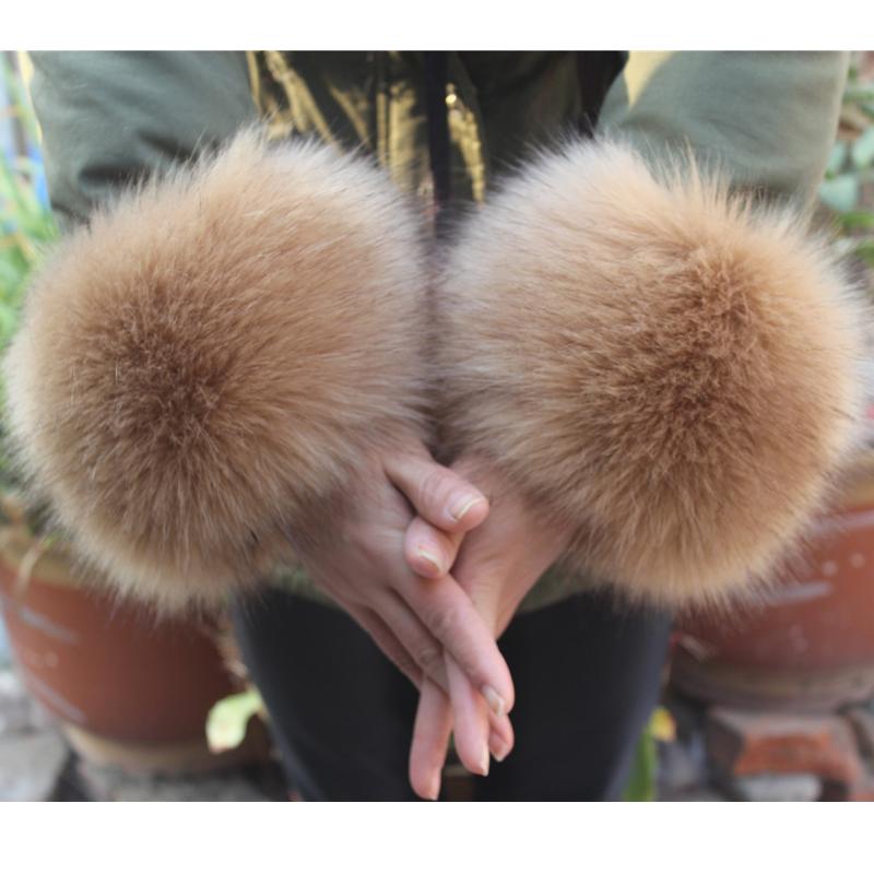 Frauen Kunstpelz Plüsch Manschette Hand Armwärmer flauschig weiche Handgelenk Band Handschuhe Winter