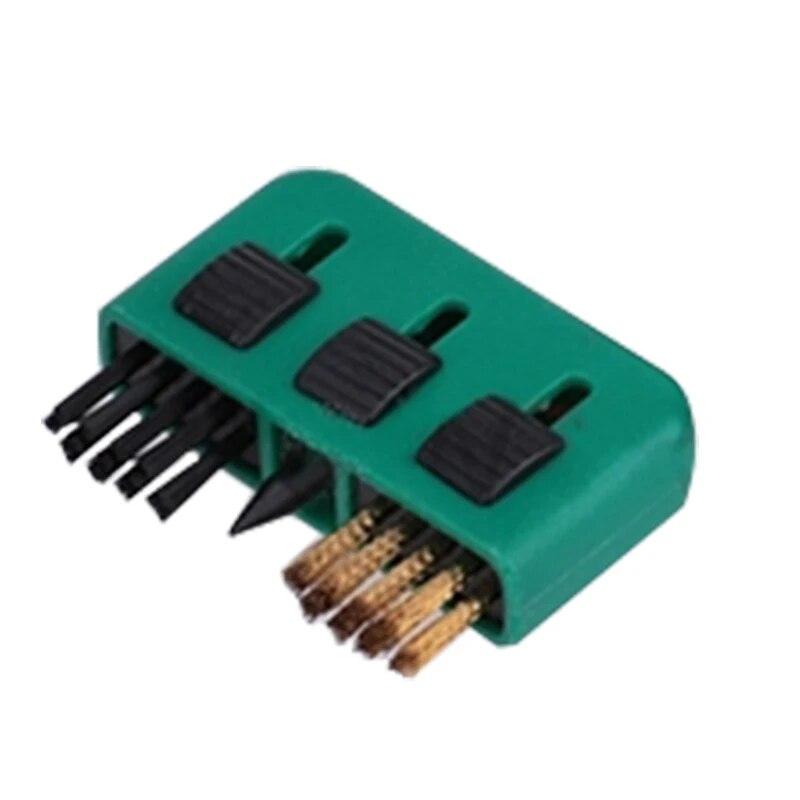 

Щетка для чистки гольфа с медным ворсом, три в одном, щетка для клюшек, щетка с шаровой головкой, щетка с тремя отверстиями, медная щетка, принадлежности для гольфа зелёный