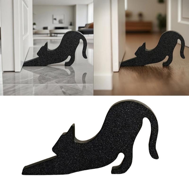 Lovely Doorstop Black Cats Door Stoppers Plastic For Home And Office Use Safety Guards