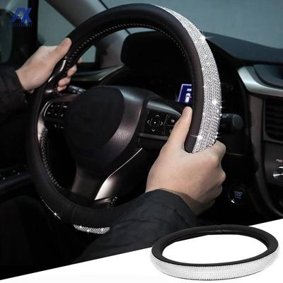 36 CM/38 CM piele PU diamante capac volan stras cristal bling pentru VW Opel Toyota Nissan Ford mașină