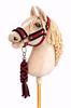 Hobby Horse Set: A3 Black Fur Halter + Rope Lead - Black and Burgundy