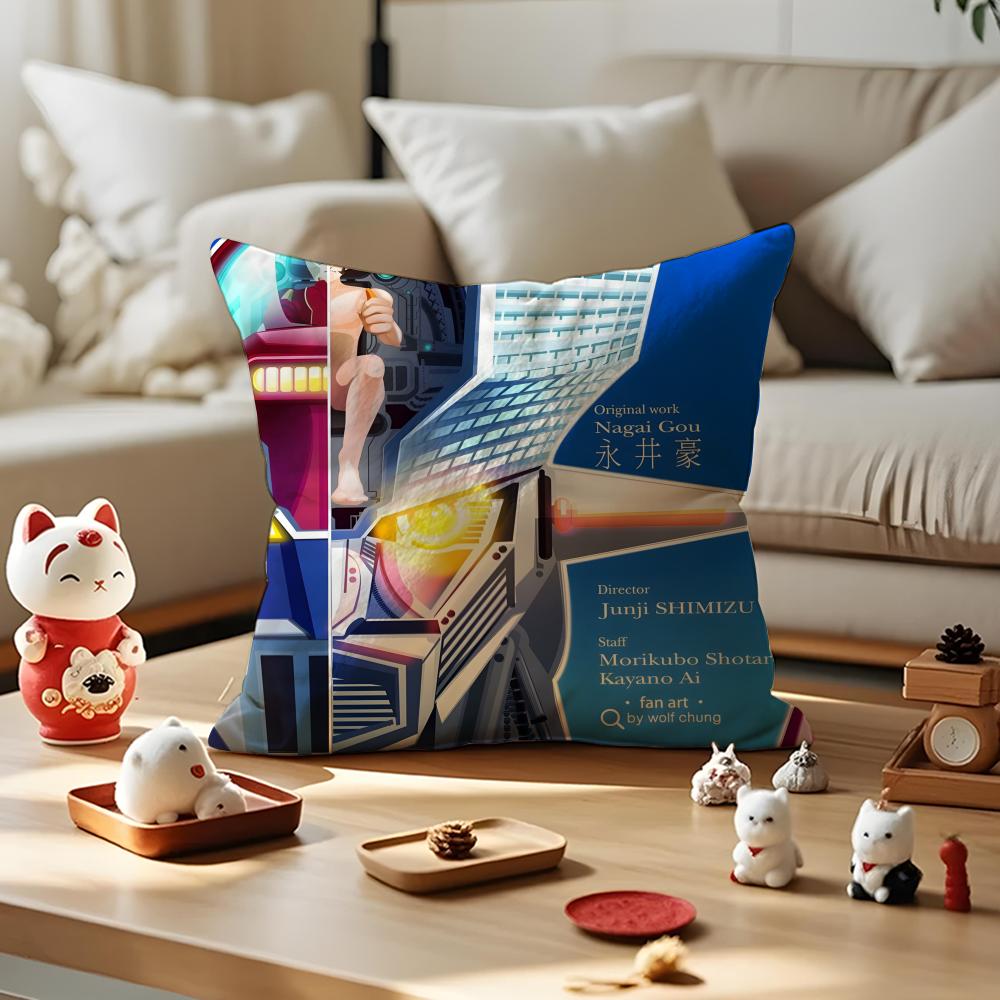 M-Mazinger Z Cushion Cover Silky Short Plush With Invisible Zipper Dustproof Sofa Pillow Cover For Home Decor