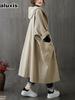 Oversized Plus Size Batwing Sleeve Maxi Coat with Large Pocket for Women, Cardigan Windbreaker Autumn Spring Casual Overcoat