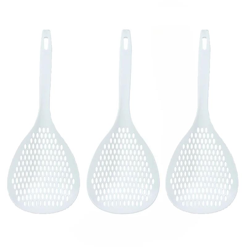 3pcs Strainer Scoop Colander Slotted Pasta Spoon Plastic Skimmer Spoon with Handle Food Drain Shovel for Kitchen Cooking