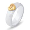 European and American Simple 6MM Ceramic Zircon Heart Black & White Couple Titanium Steel Ring Band