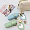 Custom Logo Name Key Chain Ring Small Versatile Keyring New Portable Lipstick Bag Packet Heart Mirror Keychain Mini Leather Gift