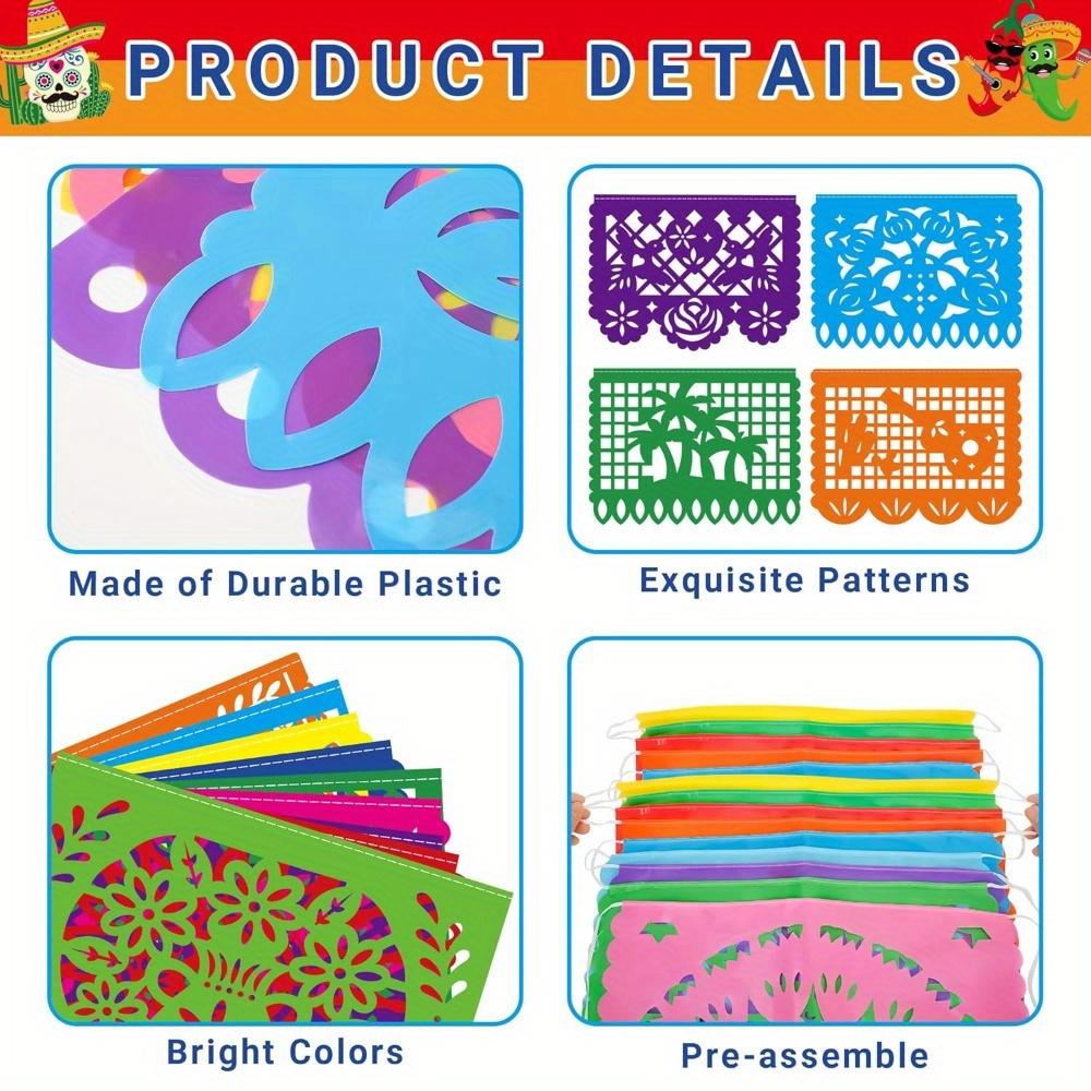 2pcs Day of The Dead Party Decorations 1pc Fiesta Banner with 9 Mexican Theme Party Flag Banner Day of The Dead Hanging Decor Home Party Supplies