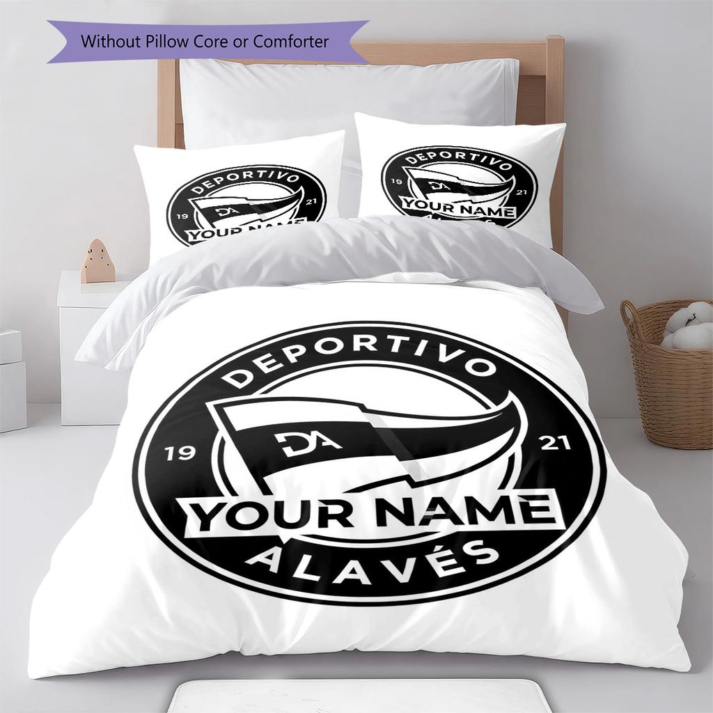 Deportivo Alaves Crest Custom Name Pattern Bedding Quilt Set Quilt Cover Pillowcase Home Birthday Gift(1 * duvet cover + 2 * pillowcase, without core)