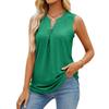 Women Solid Color V Neck Sleeveless Perforated Loose Casual Summer Tank Top