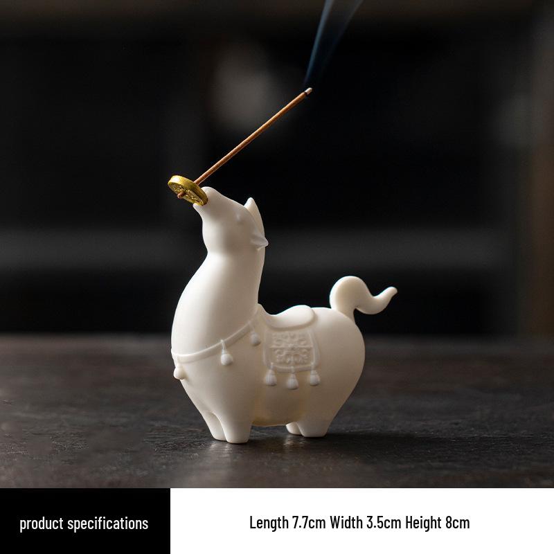 Charming Ceramic Horse Incense Holder: Cute Ornament & Tea Pet for Wealth Attraction