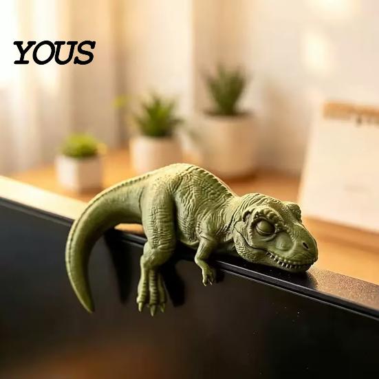Realistic Dinosaur Model 4 Pcs 3D Printed Monitor Topper, Fun Office Desk Decor, Hanging Paw Figure Cute Animal Car Dashboard Accessory for