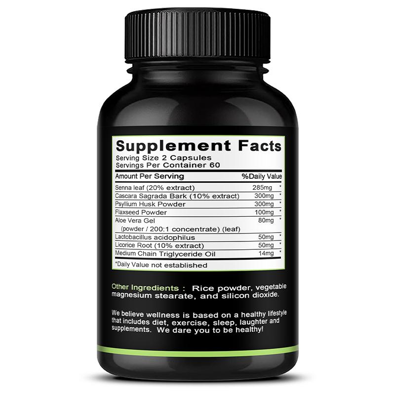 Didacat Colon Wellness Complex Supplement with Senna, Cascara Sagrada, Psyllium Husk, Aloe Vera & Probiotics, 120 Caps