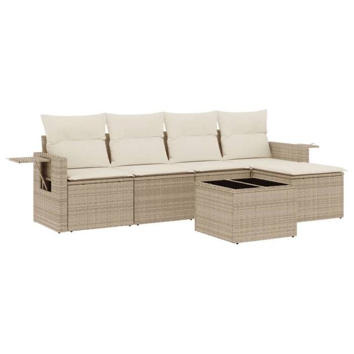 VidaXL Garden Lounge Set with Cushions 6 Pcs, Patio Sofas, Patio Furniture Set, Outdoor Furniture, Beige 3252435