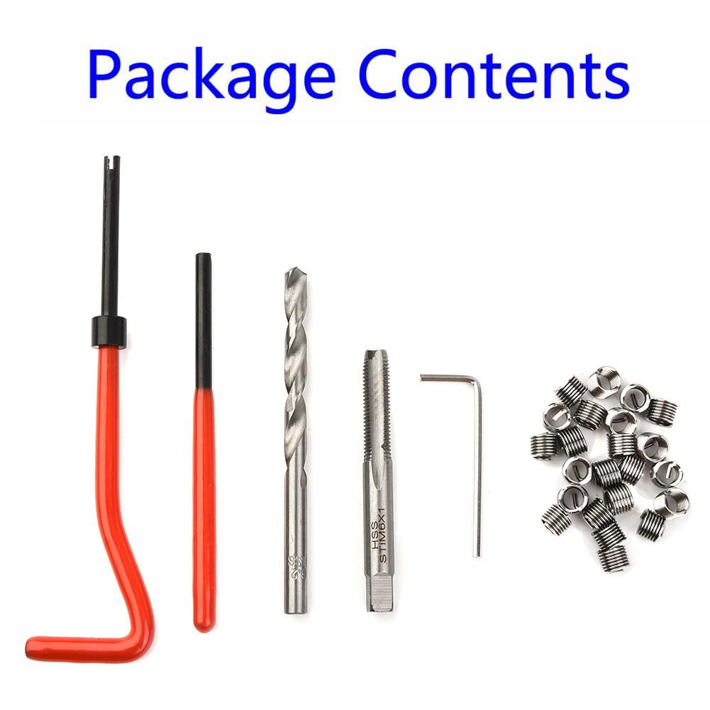 M6 Thread Repairing Set 30 Pieces with Wrench Inserts Tap and Drill Bit