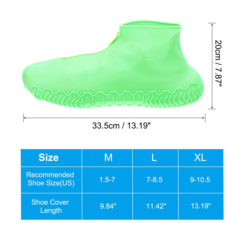 Silicone WaterProof Shoe Covers Zipper Shoe Protector  Reusable Non-Slip Rain Boot Overshoes Walking Shoes  for Men Women