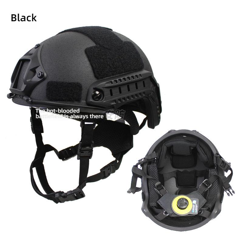 Casco Tattico FAST in Fibra di Vetro, Leggero 1.5kg, Imbracatura Interna Wendy, Guide Laterali Aggiornate, Regolabile 57-61cm per Softair CS Caccia