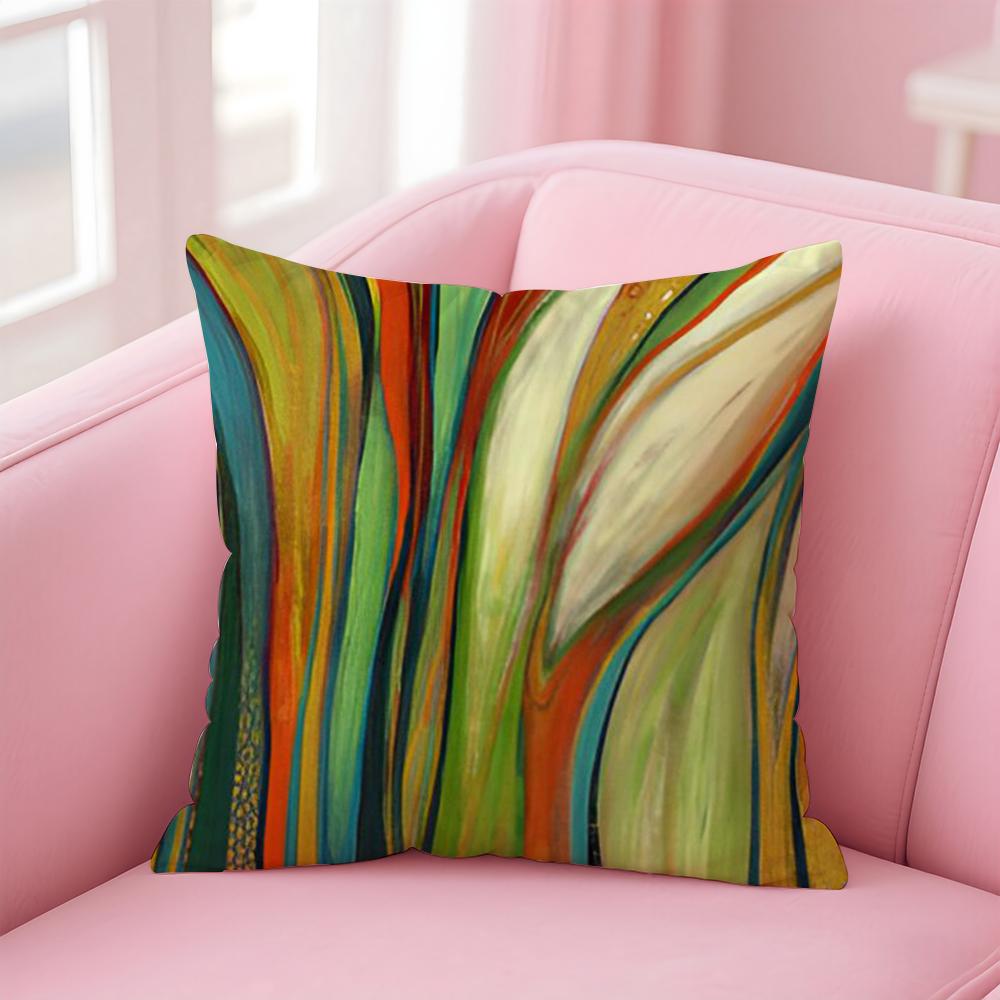 Anime Abstract Paint Colorful Art Cushion Cover Pillowcase Short Plush Invisible zipper Room Sofa Cushion Cover