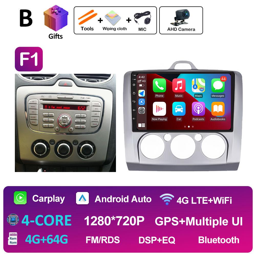 Car Video For Ford Focus 2 3 Mk2 Mk3 2004 2005 2006 2007 - 2011 Radio Player Wireless Carplay Android Auto Touch Screen No 2 Din