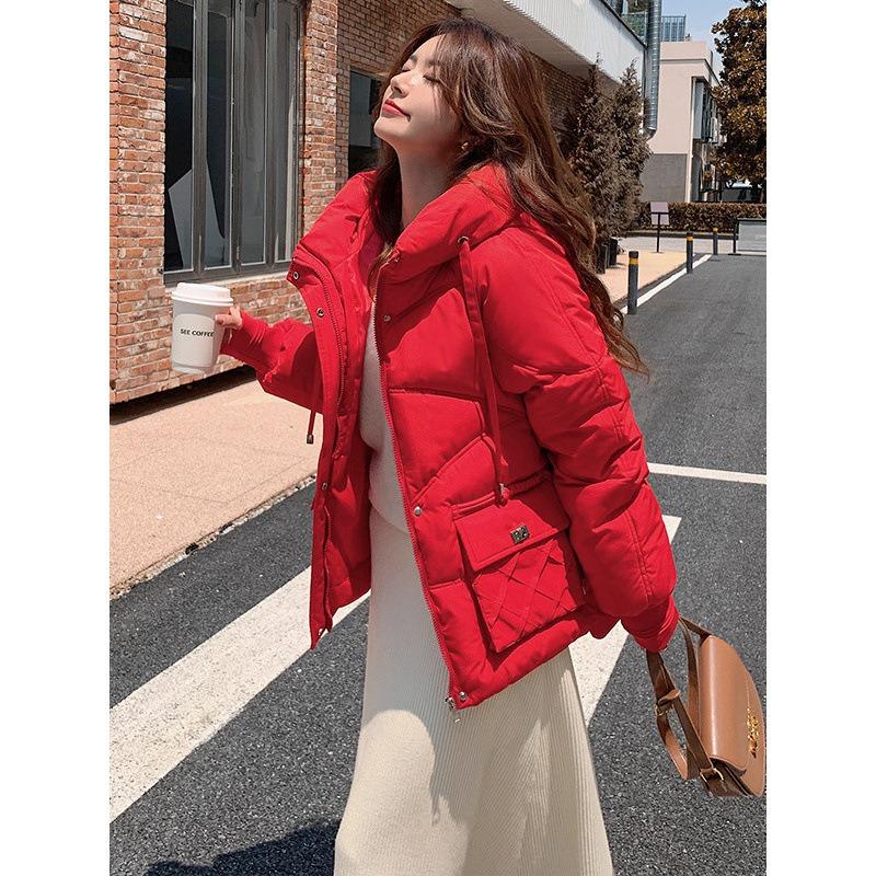 Large Size Women's Clothing Autumn and Winter Loose Casual Hooded Tooling Jacket Short Down Cotton Jacket