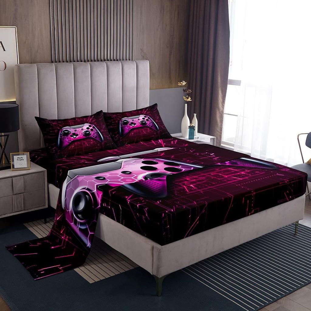 Gamepad Taekwondo Pattern Bed Hat Four-Piece Bedding Set Bedroom Dormitory Bedding Decoration