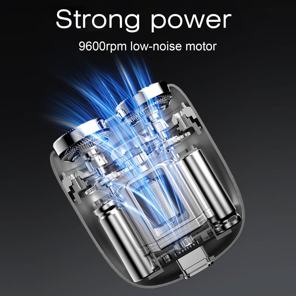 Portable Electric Shaver Men s Razor Double Blade Beard Trimmer Dual Ring Floating Blade Net Self sharpening Stainless