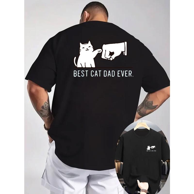 

European sizes Men s Funny Cat T-Shirt- Breathable Regular Fit Tee -Print Summer Shirt, Casual Wear, Round Neckline, Comfortable Wear 4XL чорний
