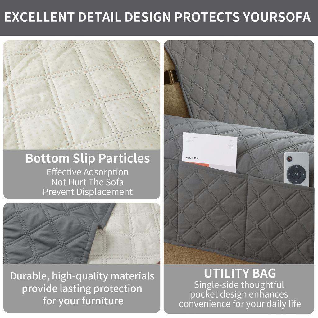 100%Waterproof Couch Cover 1/2/3/4 Seater Non-slip Slipcovers Sofa Cover Furniture Protector with Elastic Straps for Pet Cat Dog