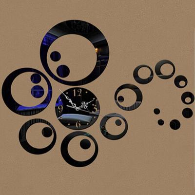 Cerchi 3D Orologio da parete a specchio moderno Orologi Adesivo Decalcomania Home Decor fai da te Nuovo arrivo
