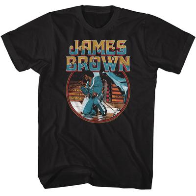 James Brown Männer039;s T-Shirt Pate der Soul-Musik Kniekreis Schwarzes Baumwoll-Unisex-T-Shirt