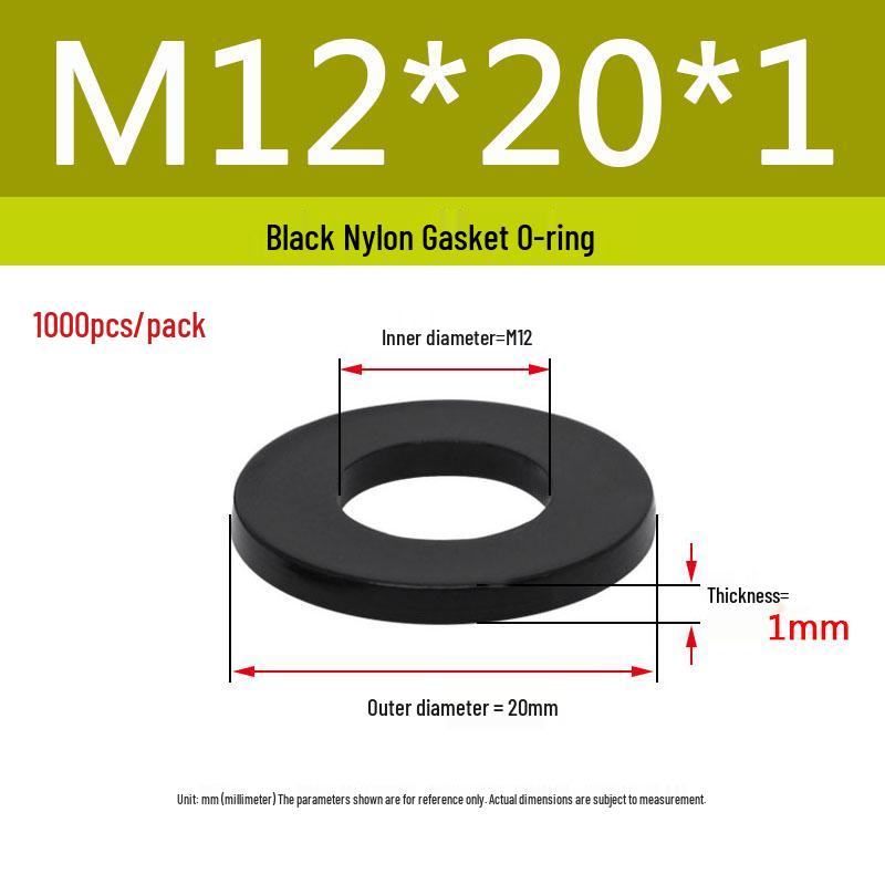 Schwarzer Nylon-Kunststoff Flache Unterlegscheibe Ring M2-M20