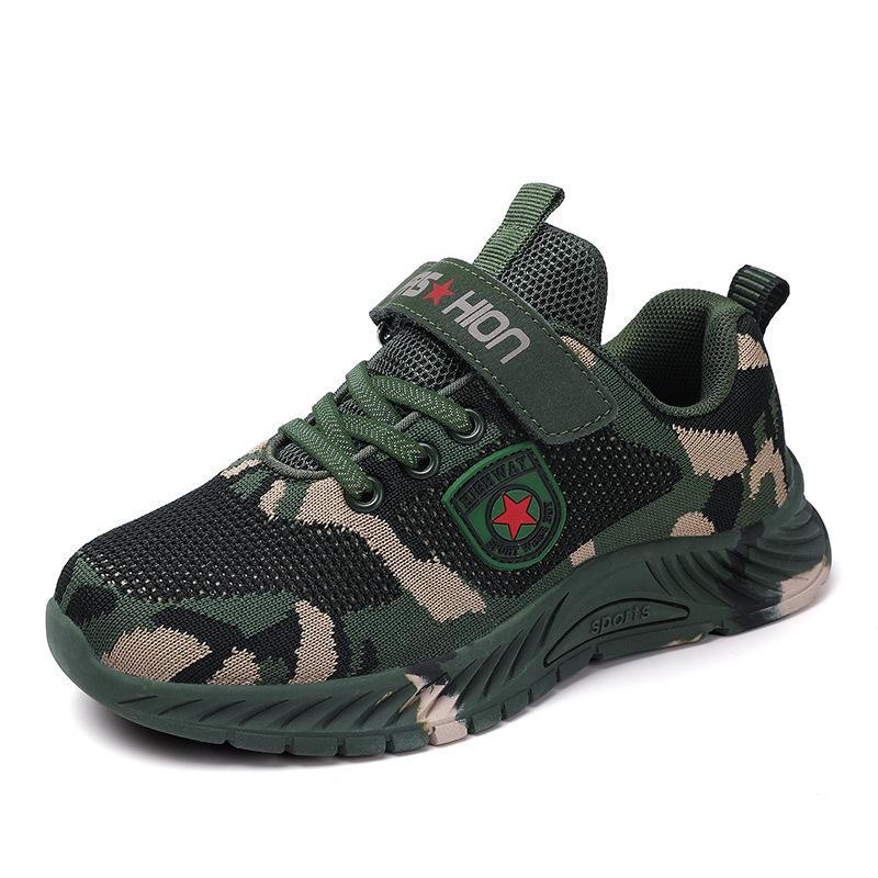 Children's Camouflage Shoes Velcro Running Shoes Lightweight Sports Shoes Student Outdoor Training Shoes