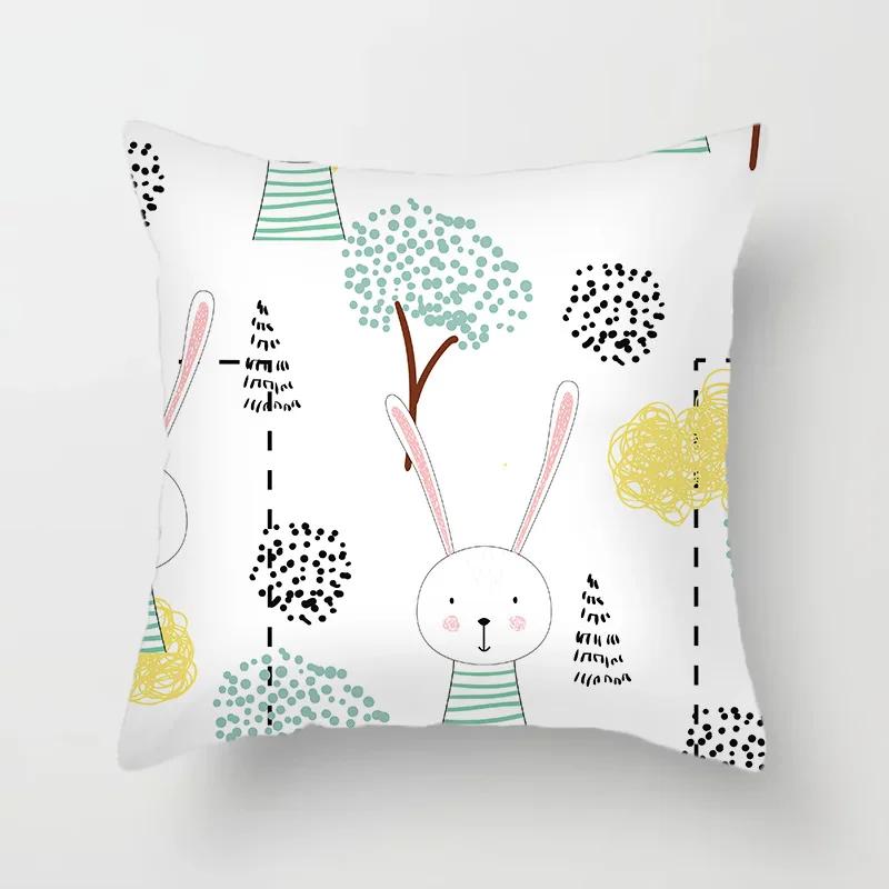 45*45cm Cute Cartoon Mermaid Dinosaur Alpaca Fox Pillowcase Sofa Office Seat Lumbar Cushion  Cover Home Decoration Pieces