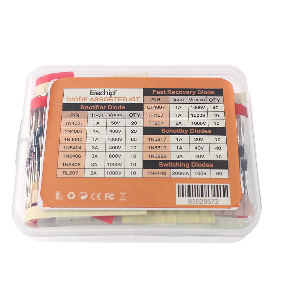 100-350PCS Rectifier Diode Schottky Diode Kit 1N4007 1N4148 1N5408 1N5819 1N5822 1N4001 1N4004 1N5404 FR107 FR207 Fast Switching