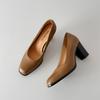 Krazing Pot Cow Skin Round Toe High Heels Summer Shoes Big Size 41 Women Modern Pumps