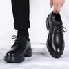 New Business Wedding Shoes Men Genuine Leather Sneakers British Formal Elevator Height Increase Insole 6CM Lift Black Man Shoes