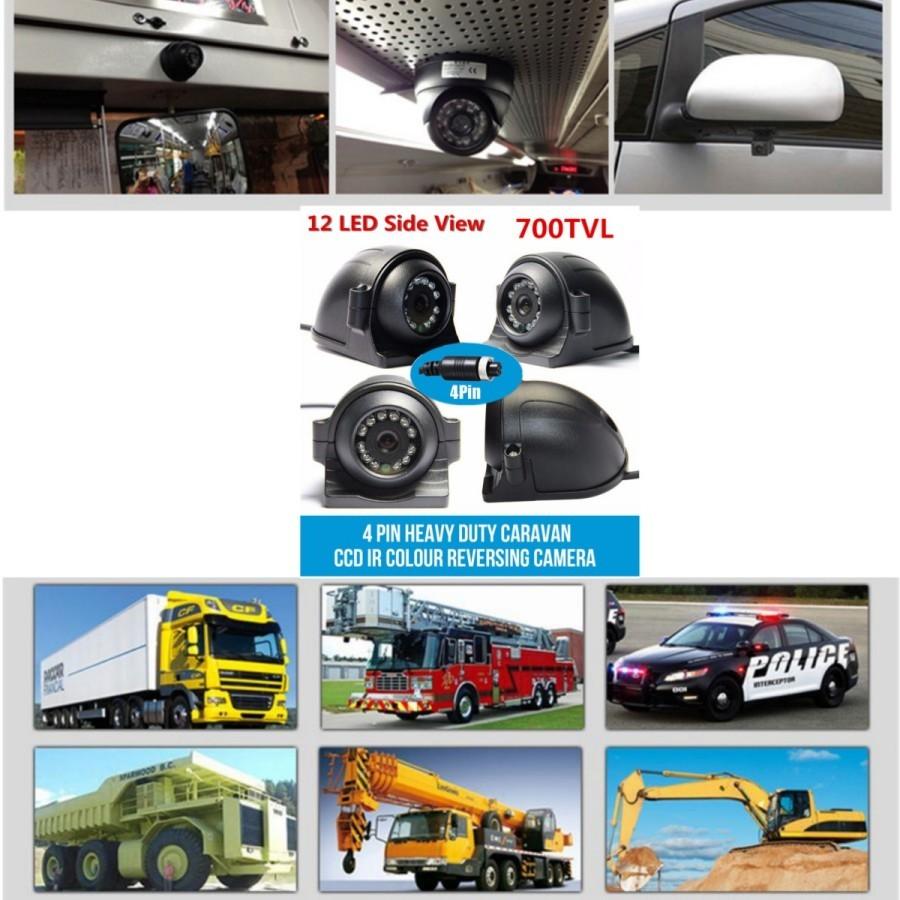 Universal 4 Pin Heavy Duty 12-24V CCD Side View Color Camera For Truck