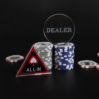 Kristall Dealer Dreieck Tischkarte Spielchips mit rotem Rand für Texas Hold'em
