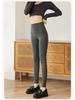 Women's High Waist Fleece-Lined Ribbed Leggings - Warm, Comfortable, Cotton, for Autumn and Winter Wear, Nine-Point Length.