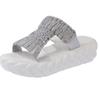Women's Plus Size Lightweight Woven Slippers - Thick-Soled, Wool, Round-Toe Sandals, European & American Casual Style