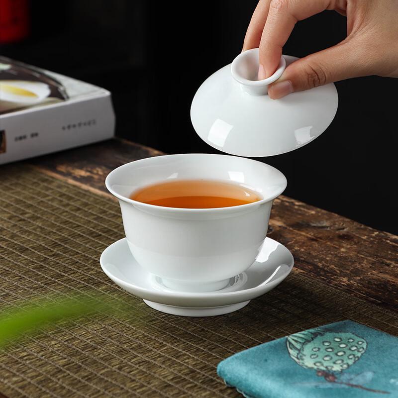 Shuogang Tiangong Mutton Fat Jade Porcelain Gaiwan Tea Set