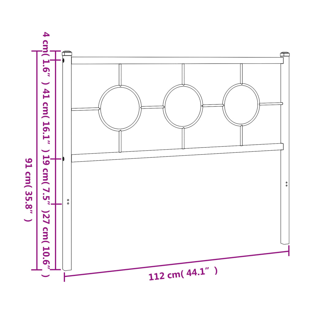 Replacement Headboard Metal Black 107 Cm
