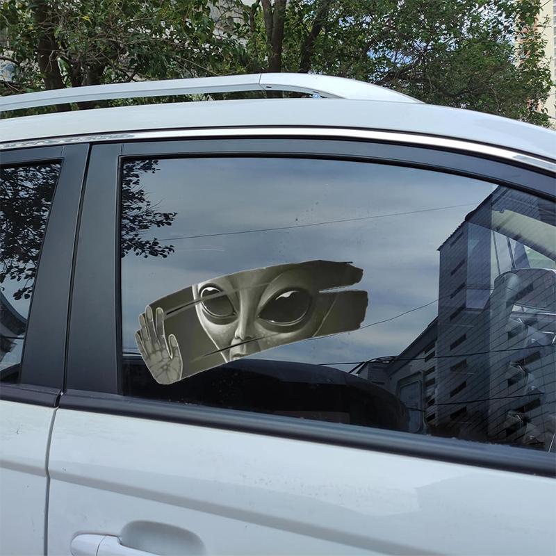 3D Alien Cracked Car Stickers Cool Self-Adhesive PVC Vinyl Car Racing Decals Cover Scratches Decorative Stickers For Car Windows
